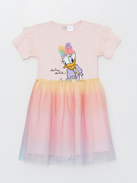 LCW Kids Crew Neck Daisy Duck Printed Girl Dress - S37706Z4-FUG