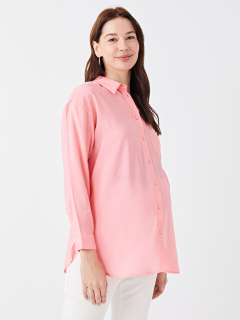 LCWAIKIKI Maternity Önden Düğme Kapamalı Düz Uzun Kollu Hamile Gömlek - S37740Z8-FHG