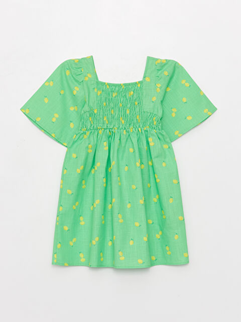 LCW Kids Square Neck Patterned Short Sleeve Girls' Dress - S37966Z4-LRR