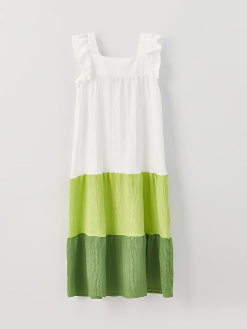 LCW Kids فستان بناتي بياقة مربعة وبلوك الألوان - S37968Z4-Q6K