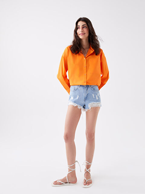 LCW Jeans Standart Fit Yırtık Detaylı Kadın Jean Şort - S38028Z8-311