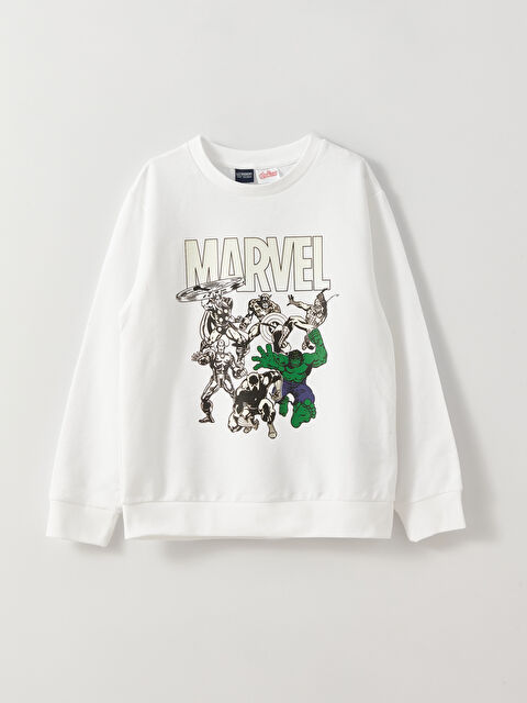 LCW Kids Crew Neck Marvel Printed Long Sleeve Boys' Sweatshirt - S38136Z4-R9K