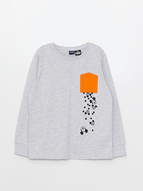 LCW Kids Crew Neck Mickey Mouse Printed Long Sleeve Boy T-Shirt - S38141Z4-LAK
