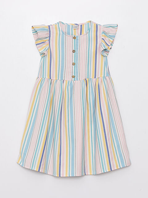 LCW Kids فستان للبنات برقبة دائرية وكم قصير مُخَطَّط - S38203Z4-P8J