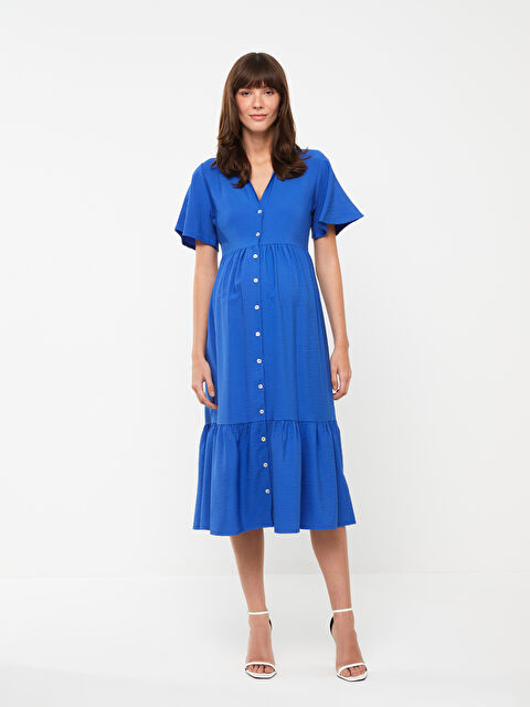 LCWAIKIKI Maternity فستان حمل بياقة بشق وكم قصير - S38333Z8-GZ1