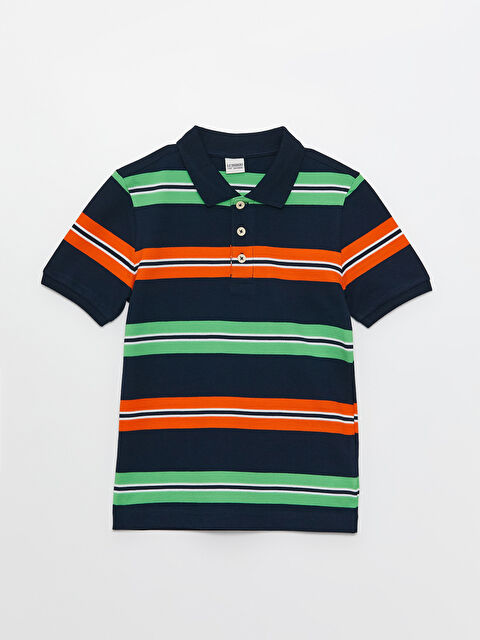 LCW Kids Polo Neck Striped Short Sleeve Boys' T-Shirt - S38362Z4-LGZ
