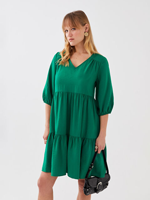 LCWAIKIKI Classic Kadın V Yaka Düz Elbise - S38371Z8-R32