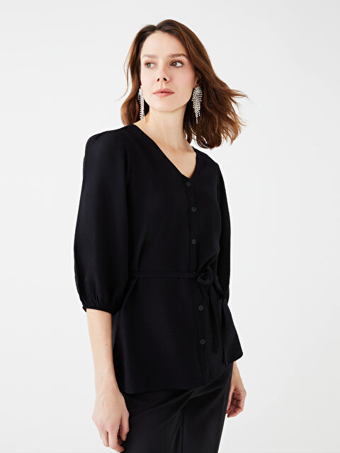 LCWAIKIKI Classic Women's V Neck Plain Blouse - S38412Z8-CVL