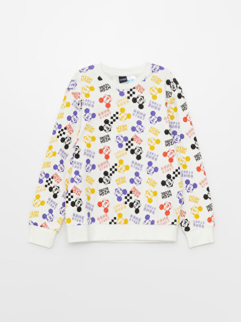 LCW Kids Crew Neck Mickey Mouse Printed Long Sleeve Boy T-Shirt - S38469Z4-LRA