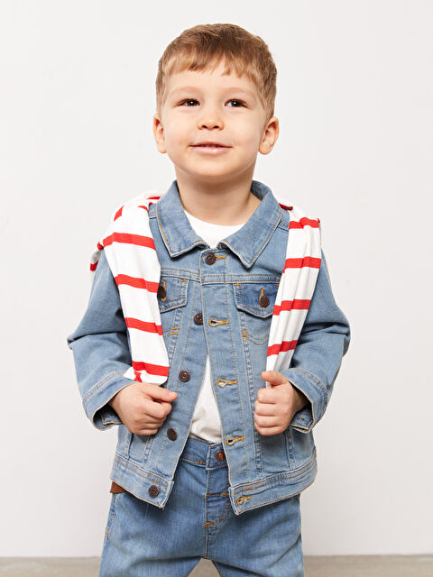 LCW baby Gömlek Yaka Uzun Kollu Erkek Bebek Jean Ceket - S38584Z1-349