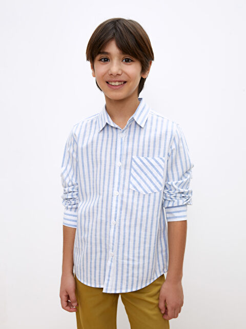 LCW Kids Striped Long Sleeve Boys' Shirt - S38602Z4-LEN