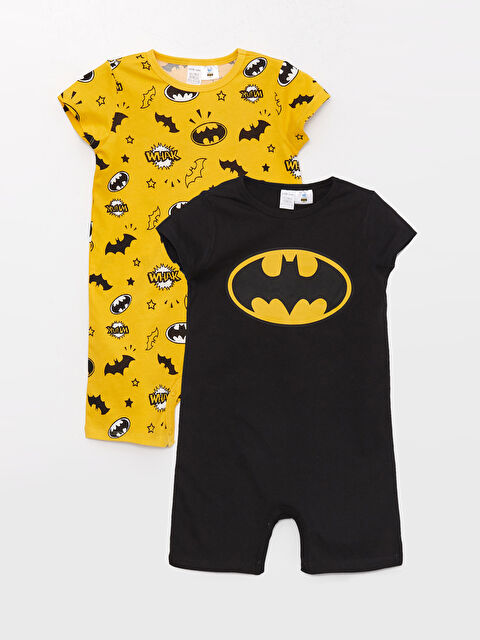 LCW baby Комбинезоны для малышей мальчиков из хлопка с круглым вырезом, коротким рукавом и принтом Бэтмен, 2 упаковки - S38830Z1-RQN