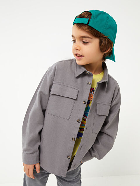 LCW Kids Comfortable Fit Gabardine Boy Shirt - S38894Z4-GVY