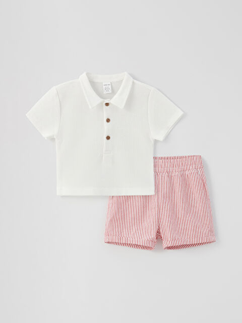 LCW baby сәби ұлдарға арналған поло жағалы қысқа жең футболка мен шорты 2 данадан тұратын жинақ - S38920Z1-FDU