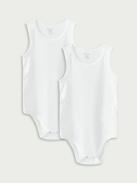 LCW baby Bisiklet Yaka Basic Erkek Bebek Çıtçıtlı Bodysuit 2'li - S39351Z1-E5X