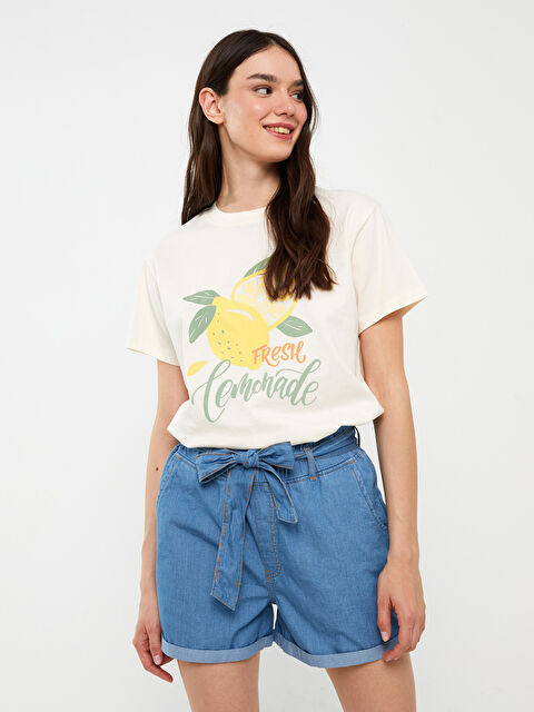 LCW Jeans Beli Lastikli Rahat Kalıp Kadın Jean Şort - S39357Z8-507