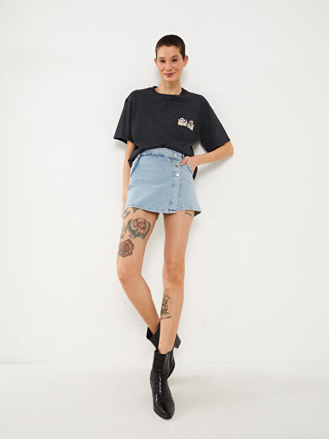 LCW Jeans Жоғары бел стандартты пішім әйелдер джинс шорты-белдемше - S39360Z8-311