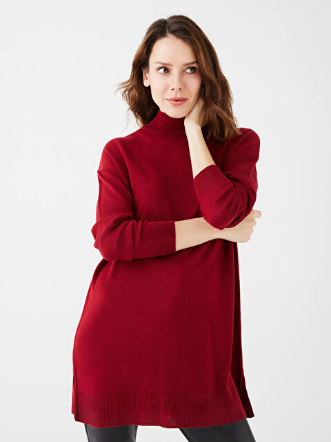 LCWAIKIKI Basic Funnel Neck Women's Knitwear Tunic - S39484Z8-HQG