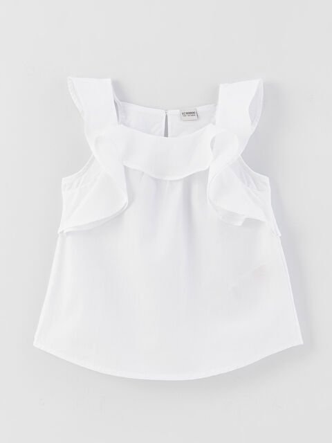 LCW Kids Square Neck Frill Detailed Girl's Blouse - S39491Z4-Q6K