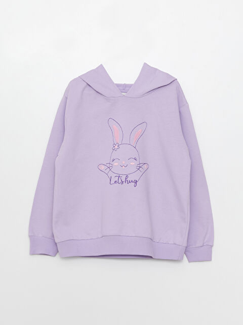 LCW Kids Hooded Printed Long Sleeve Girls' Sweatshirt - S39548Z4-KYB