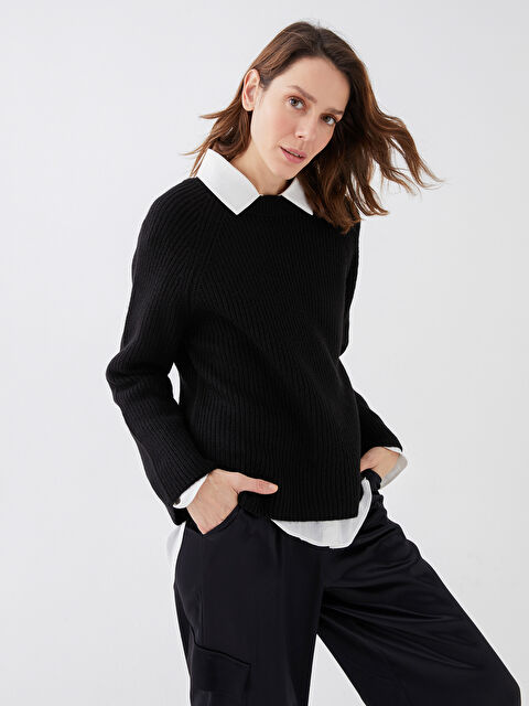 LCWAIKIKI Basic Crew Neck Plain Long Sleeve Women's Knitwear Sweater - S39555Z8-CVL