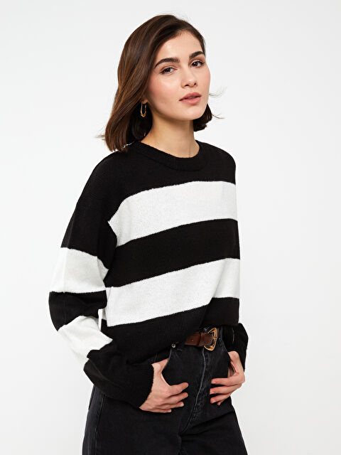 LCWAIKIKI Basic Crew Neck Color Block Long Sleeve Women's Knitwear Sweater - S39556Z8-LEG