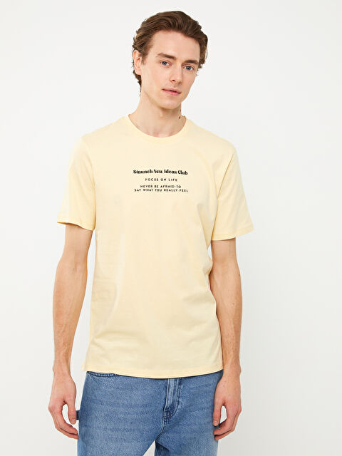 XSIDE Crew Neck Short Sleeve Printed Combed Cotton Men's T-shirt - S39573Z8-S2A