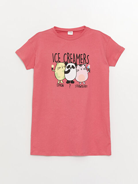 LCW Kids قميص نوم بياقة دائرية وكم قصير للبنات - S39580Z4-GVN