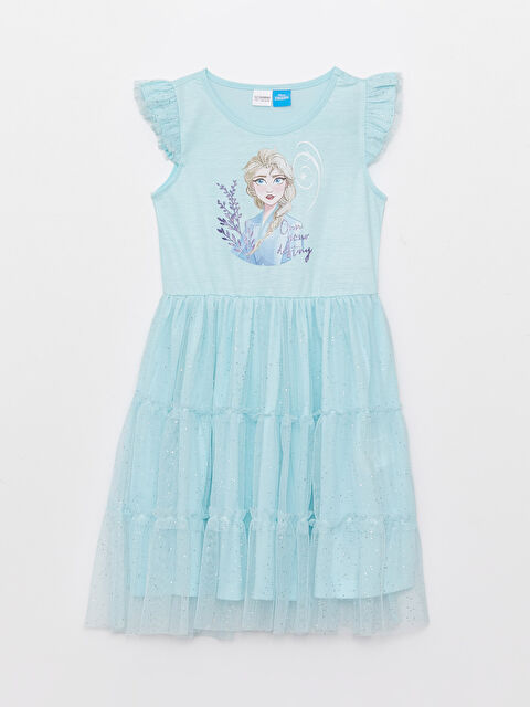 LCW Kids Crew Neck Elsa Printed Girls' Dress - S39595Z4-QWX