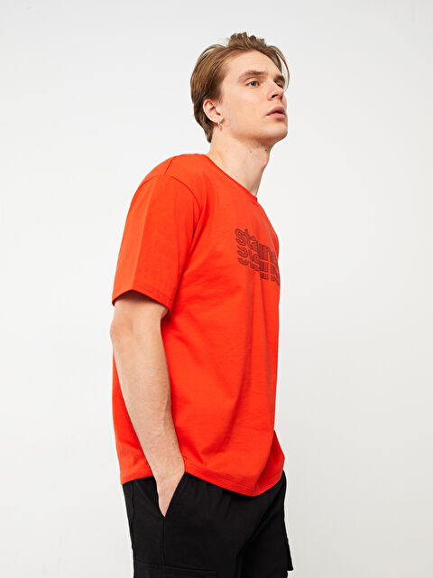 XSIDE Crew Neck Short Sleeve Printed Combed Cotton Men's T-shirt - S39733Z8-S28