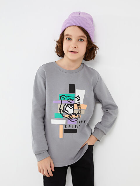 LCW Kids Crew Neck Printed Long Sleeve Boys' T-Shirt - S39878Z4-JNC