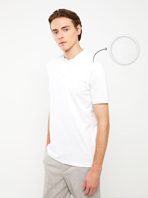 LCWAIKIKI Basic Grandad Collar Pique Men's T-Shirt - S39976Z8-Q6K