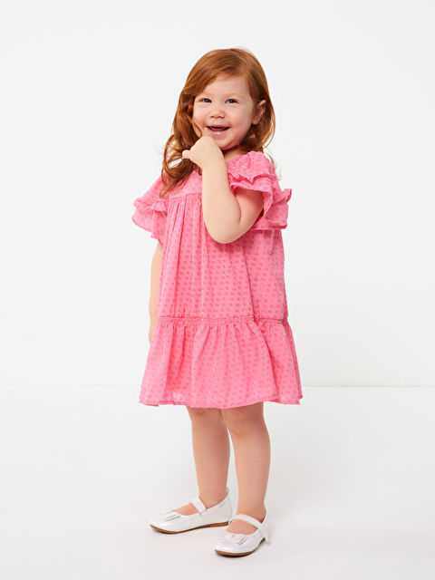 LCW baby Crew Neck Self-Patterned Baby Girl Dress - S3AB23Z1-GFU