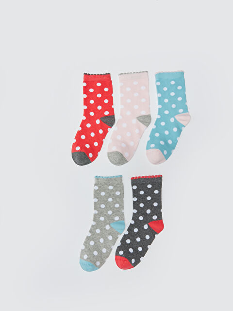 LCW Kids جوارب بنات بنقشة البولكا دوت عبوة من 5 قطع - S3AD19Z4-H4U