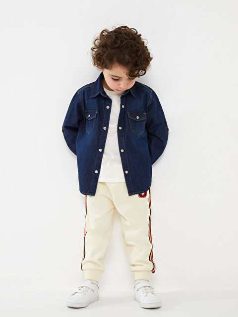 LCW baby بنطال رياضي للأولاد الرضع بخصر مطاطي وتفاصيل مطرزة - S3AE06Z1-QVK