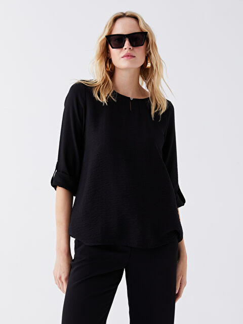 LCW Grace Crew Neck Plain Long Sleeve Women's Blouse - S3AE47Z8-RQL