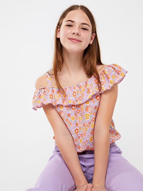 LCW Kids Футболка для девочек с квадратным воротником и узором, короткий рукав - S3AG97Z4-LSC