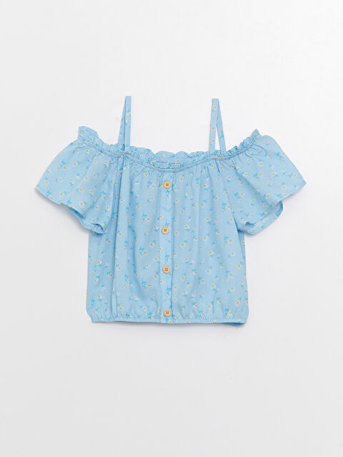 LCW Kids Blouse pour Filles à Encolure Bateau Imprimée à Manches Courtes