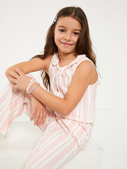 LCW Kids Комбинезон в полоску с круглым вырезом для девочек - S3AK19Z4-LFC