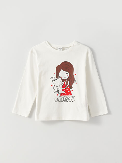 LCW baby Crew Neck Long Sleeve Printed Baby Girls' T-Shirt - S3AK51Z1-R9J