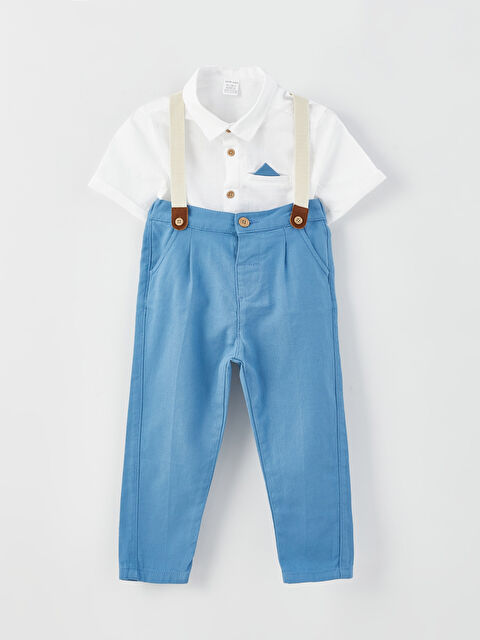 LCW baby Shirt Collar Short Sleeve Baby Boy 3-Piece Suit - S3AL69Z1-SZQ