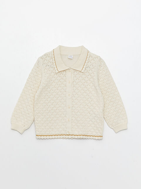 LCW baby Polo Neck Long Sleeve Patterned Baby Girl Knitwear Cardigan - S3AN40Z1-FRC