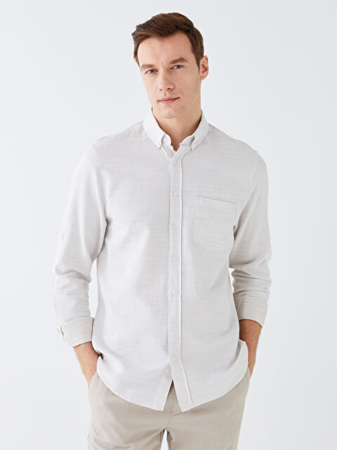 LCWAIKIKI Classic Regular Fit Long Sleeve Dobby Fabric Men's Shirt - S3AQ09Z8-S2N