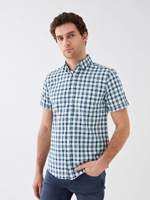 LCWAIKIKI Classic Regular Fit Short Sleeve Plaid Oxford Men's Shirt - S3AQ18Z8-LNK