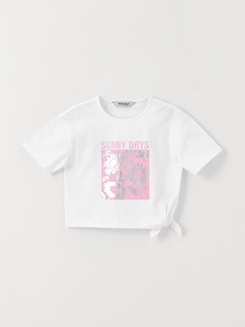 LCW Kids Bisiklet Yaka Baskılı Kısa Kollu Kız Çocuk Crop Tişört - S3AS79Z4-Q6K
