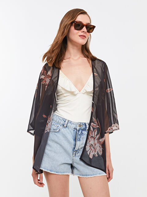 LCW ECO Şal Yaka Desenli Kadın Kimono - S3AT25Z8-LQJ