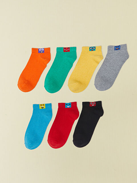 LCW Kids Patterned Boys' Trainer Socks 7 Pack - S3AT87Z4-K00