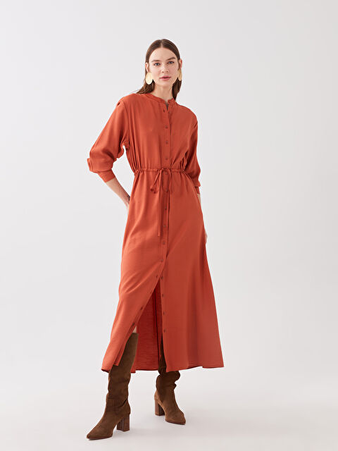 LCWAIKIKI Classic Hakim Yaka Düz Uzun Kollu Kadın Gömlek Elbise