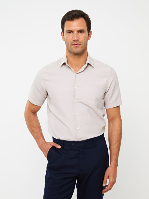 LCW BUSINESS Regular Fit Short Sleeve Dobby Men's Shirt - S3AU99Z8-G8H