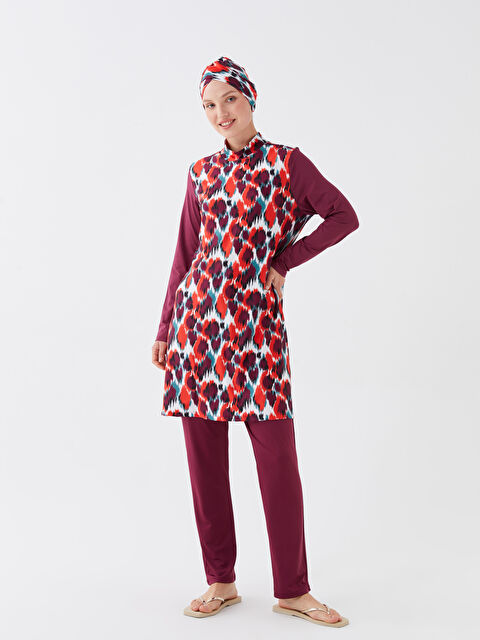 LCW DREAM Dik Yaka Desenli Kadın Tesettür Mayo Takımı - S3AV62Z8-LQY